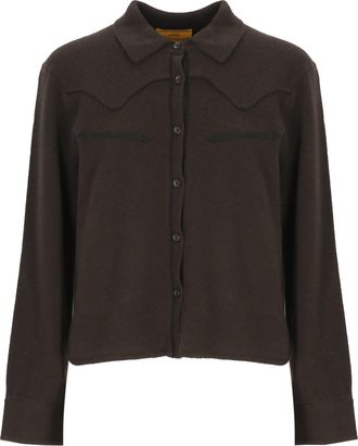 Guest In Residence Brown Cashmere Western Insert Cardigan