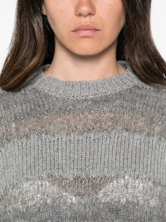 Fabiana Filippi Open-Knit Striped Wool Sweater - grey