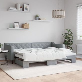 vidaXL Sof&aacute; Cama Nido Tela Gris Claro 80x200 Cm Vidaxl