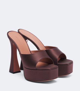 Amina Muaddi Dalida satin platform mules