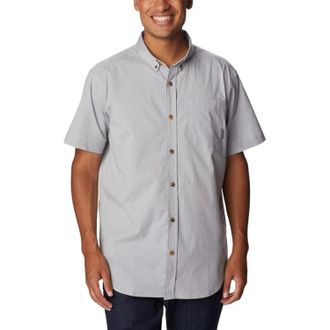 Columbia Rapid Rivers Shirt Mens Gray Pinstripe Short Sleeve Button-Down FROG267