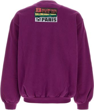 Balenciaga Mens Crewneck Sweatshirt Purple Cotton Sweatshirts