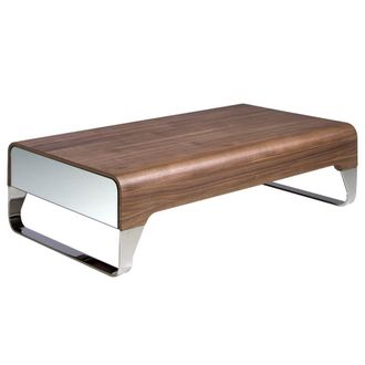 Angel Cerd&aacute; Rectangular Walnut Coffee Table with Chrome-Plated in Brown
