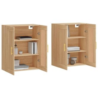 Berkfield Home Wall Mounted Cabinets 2 pcs Sonoma Oak Engineered Wood in Light Tan