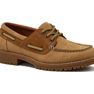 Lands End Seaport Leather Lace Up Boat Shoes in Taupe at Nordstrom, Size 7.5