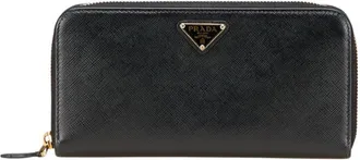Prada Black Leather Long Wallet (Bi-Fold) (Pre-Owned)