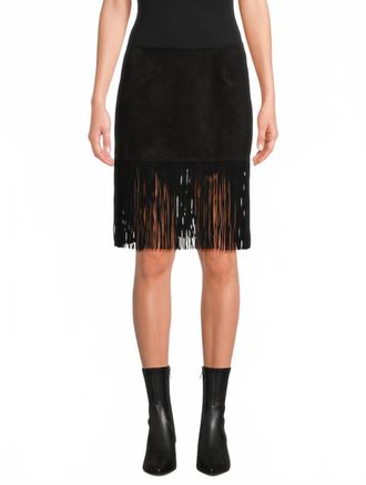 Frame Denim Womens Saddle Skirt In Black Suede