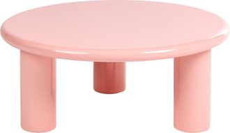 Beliani Mesa De Centro De Mdf Con Acabado Brillante Tablero Redondo Dise&ntilde;o Escandinavo Moderno &Oslash; 80 Cm Rosa Itasca