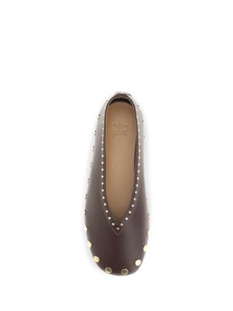 Ganni Womens Ballerina Shoes Jenny Chicory Coffee Cotton