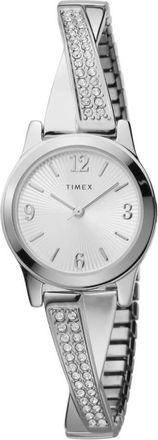 Timex Main Street Quartz Silver Dial Ladies Semi-Bangle With Crystals Watch TW2V69600