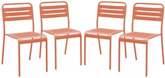 Sweeek Set of 4 stackable steel garden chairs Tomette pink 44x52x79 cm - Amelia