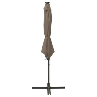 Berkfield Home Cantilever Umbrella with Pole & LED Lights Taupe 300 cm