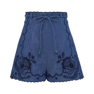 Zimmermann Denim Shorts, female, Blue, Size: XS Aster Scalloped Shorts