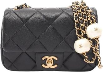Chanel Pre-owned Mini Matelasse Lambskin Shoulder Bag - Dames - Vintage Mini Tas - Zwart - ONE Size - Vintage