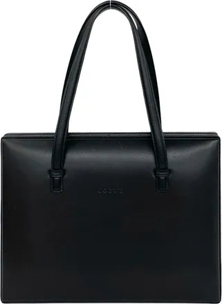 Loewe Black Leather Boston Bag Handbag Tote Bag (Pre-Owned)