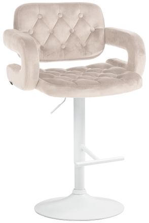 Clp Clp - Taburete De Bar Dublin En Terciopelo Crema Metal Blanco Mate