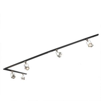 QAZQA Moderno Sistema De Riel Con 5 Focos Monof&aacute;sicos Negros Con Acero - Suplux Acero Alargada Adecuado Para Led Max. 5 X 50 Watt - Qazqa