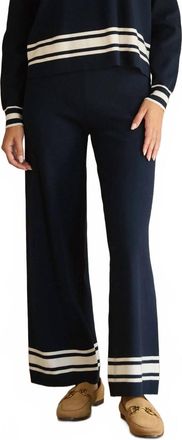Skies Are Blue Clothing Remi Stripe Hem Knit Pants In Navy