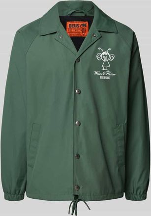 Deus Jacke mit Reverskragen und Eingrifftaschen in Oliv, Gr&ouml;&szlig;e XL
