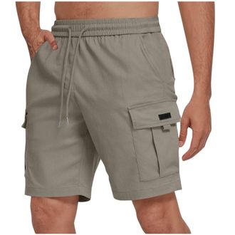 Generic Mens Cargo Shorts Summer Cotton Lightweight Multi Pocket Casual Elastic Loose Fit Combat Work Shorts (UK, Alpha, L, Regular, Regular, Lightgrey)