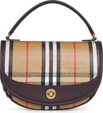 Burberry Beige Schoudertas met Leren Details - Dames - Handtassen - Beige - ONE Size - Katoen - Tassen