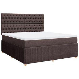 vidaXL Vidaxl - Cama Box Spring Con Colch&oacute;n Tela Marr&oacute;n Oscuro 180x200 Cm