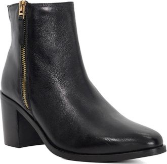 Dune London Womens Ladies Purl - Mid Height Block Heel Ankle Boots - Black Leather - Size UK 3