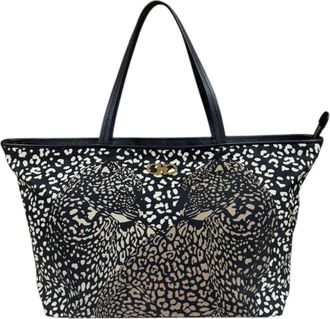 Ferragamo Black Brown Nylon Tote Bag (Pre-Owned)