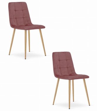 OEM Silla Kara - Terciopelo Rosa / Patas Color Madera X 2
