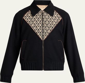 Valentino Garavani Mens Jacquard Wool-Cashmere Bomber Jacket
