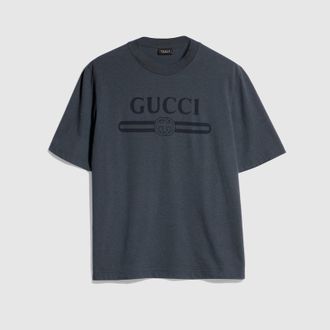 Gucci Cotton Jersey T-shirt With Devor&eacute; Detail, Size XXXL, Grey