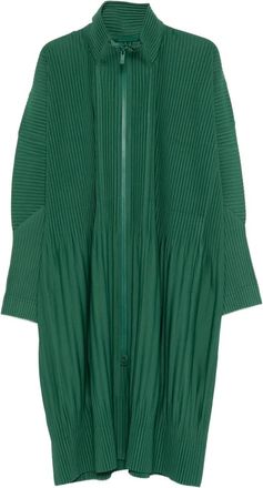 Homme Pliss&eacute; Issey Miyake Geplooide jas met rits - Groen