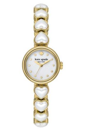 Kate Spade New York monroe imitation pearl heart bracelet watch, 24mm in Gold at Nordstrom Rack, Size 24 Mm