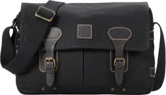 Troop London TRP0548 Heritage Canvas Messenger Bag, Shoulder Bag, 13 Laptop Bag Black