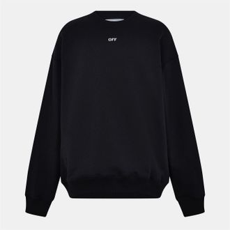 Off-white Mens Off White Embroidered Crew Neck Ribbed Collar Long Sleeve Sweatshirt in Black-White - Size Medium