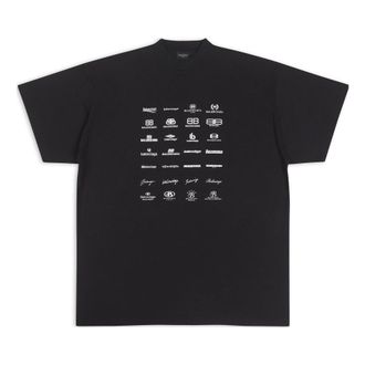 Balenciaga Archives Logos T-Shirt Oversized Black 712398TNVQ71070