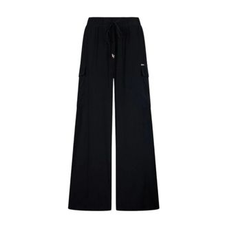 Liu Jo Wide Trousers, female, Black, Size: XS Palazzo Cargo Wide Trousers