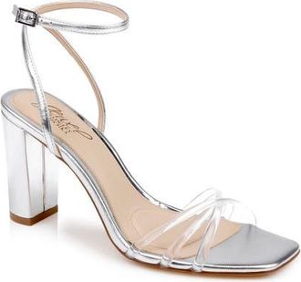 Badgley Mischka Phyliss Ankle Strap Sandal in Clear/Silver at Nordstrom, Size 7.5