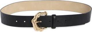 Steve Madden Textured Buckle Faux Leather Belt in Black at Nordstrom Rack, Size X-Large