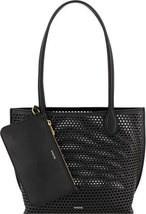 Vince Small Athene Perforated Nappa Leather Tote in Black at Nordstrom
