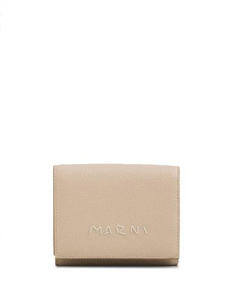 Marni logo-embroidered leather wallet - women - Calf Leather - One Size - Neutrals