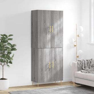 Berkfield Home Highboard Grey Sonoma 69.5x34x180 cm Engineered Wood