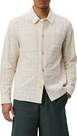 Les Deux Texture Slub Cotton Overshirt in Ivory at Nordstrom, Size Xx-Large