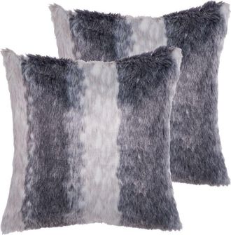 Beliani Conjunto De 2 Cojines De Acr&iacute;lico Gris 45 X 45 Cm Cremallera Liso Boho Sala De Estar Dormitorio Hordeum