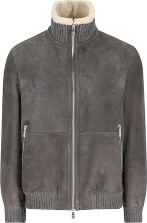 Brunello Cucinelli Shearling-trim Ribbed Jacket