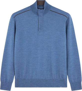 Paul & Shark Half-Zip Merino Sweater - Heren - Coltruien - Blauw - M - Wol - Truien & Vesten