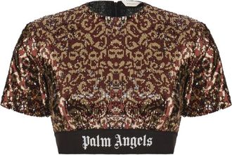 Palm Angels Blouses, female, Multicolor, Size: M Sequin Top