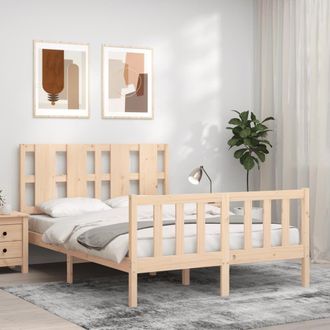 Berkfield Home Bed Frame without Mattress Double Solid Wood Pine in Brown