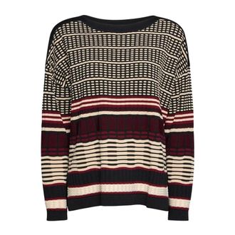 Elena Miro Gestreepte Jacquard Trui - Dames - Truien - Veelkleurig - Maat: L