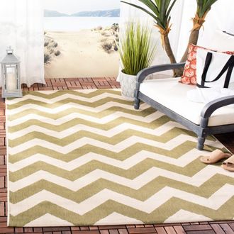 Safavieh Alfombra chevron de polipropileno verde/beige, 122 x 170 cm